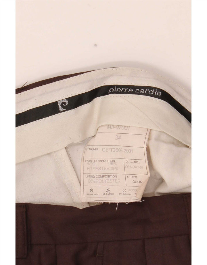 Calça masculina Pierre Cardin com pegged terno W34 L29 lã marrom