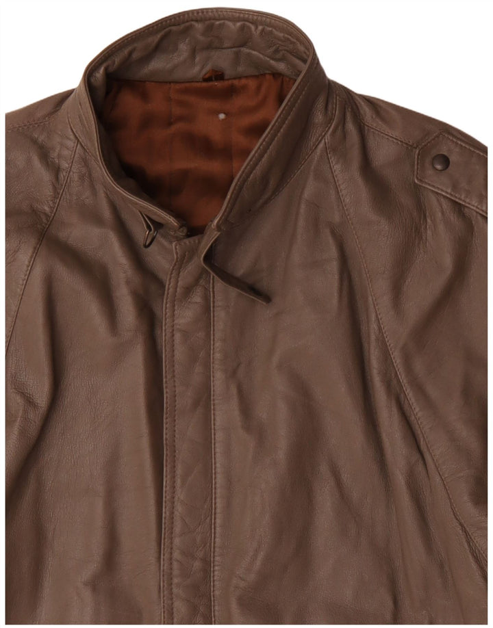 Jaqueta de couro militar masculina vintage UK 38 marrom médio