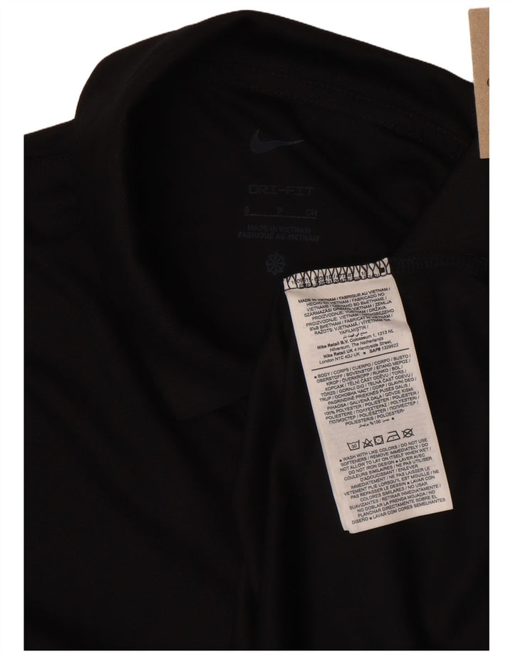 Camisa polo feminina Nike Dri Fit de manga comprida pequena preta poliéster