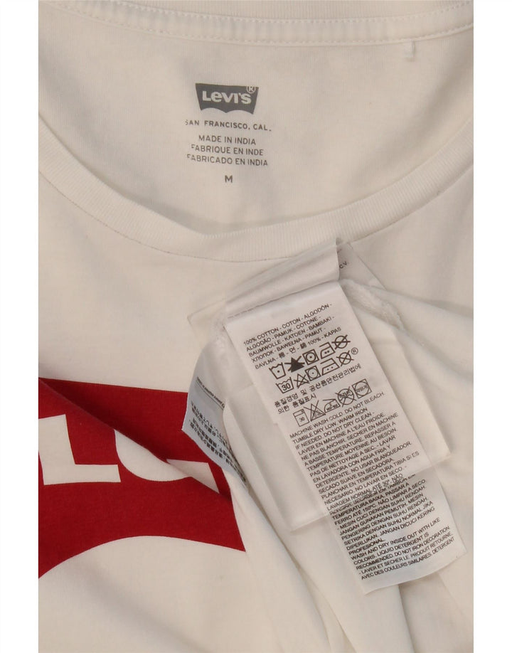 Camiseta feminina gráfica LEVI'S UK 12 algodão branco médio
