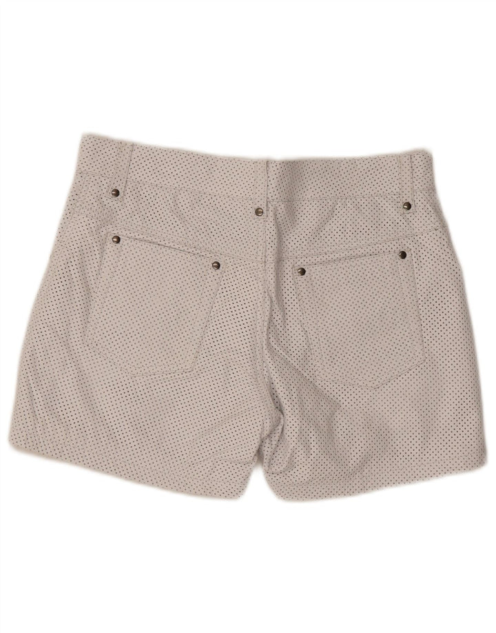 Shorts casuais de couro feminino vintage W33 couro manchado branco médio
