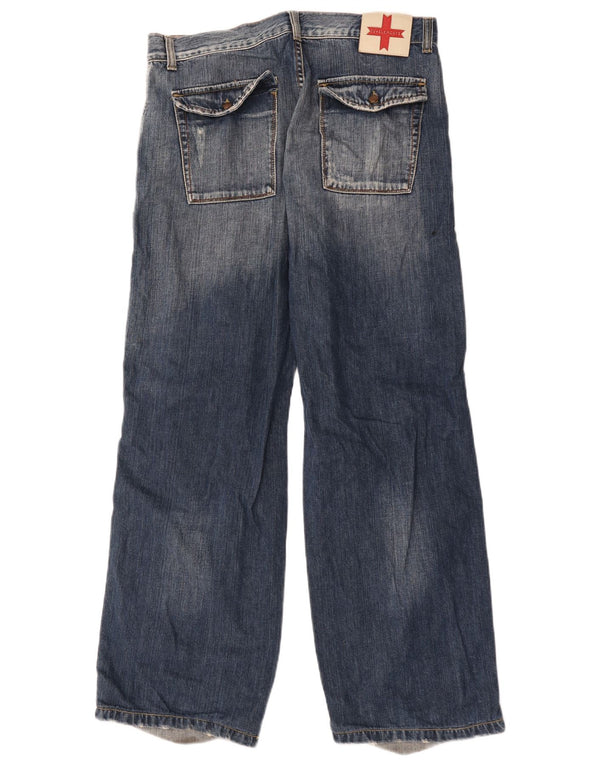 Zu Elements Mens Cargo Loose Jeans W33 L31 Azul Marinho Colourblock Algodão