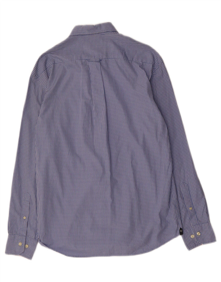 Camisa masculina GANT de algodão xadrez azul médio