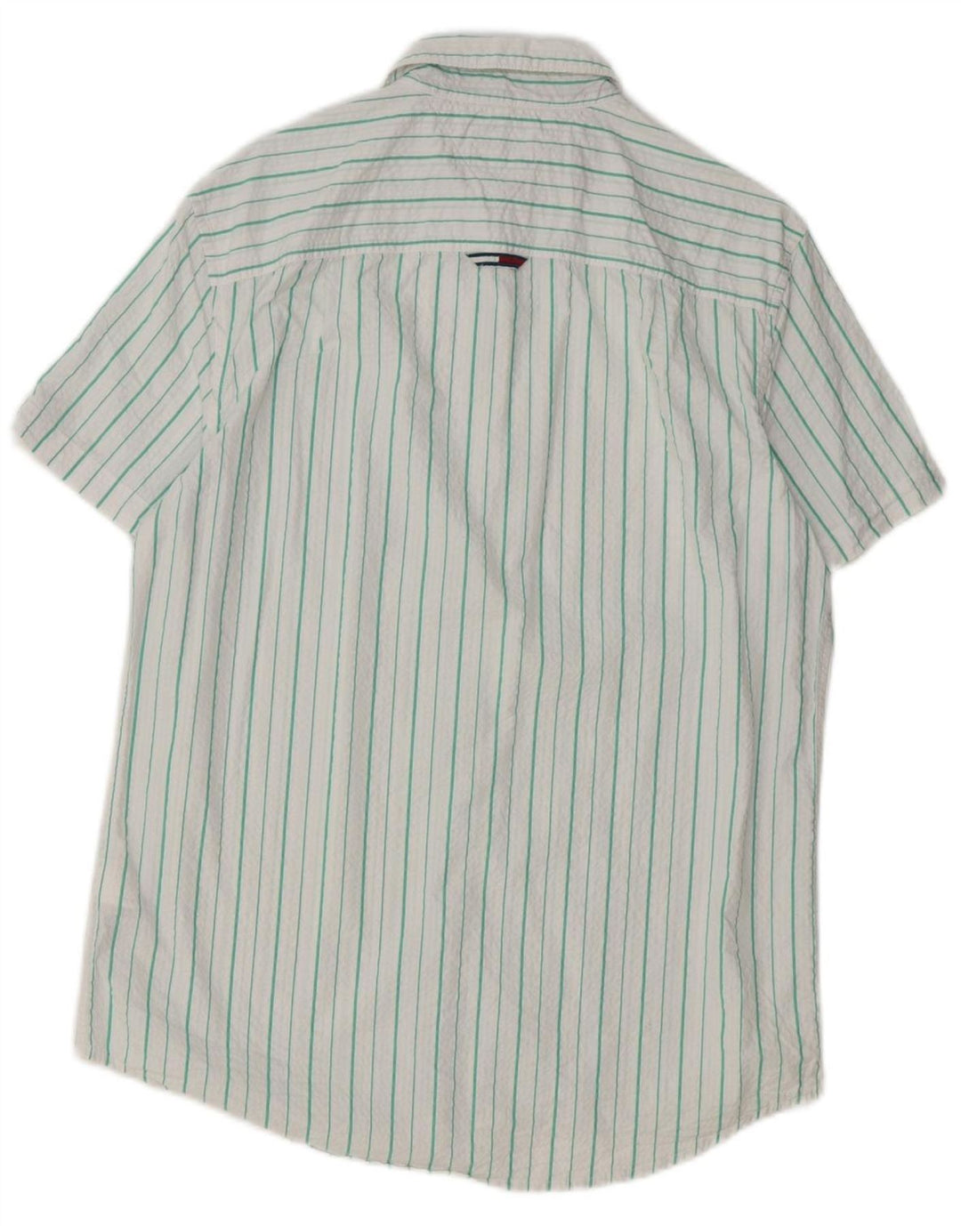 TOMMY HILFIGER Camisa masculina regular de manga curta grande listrada branca