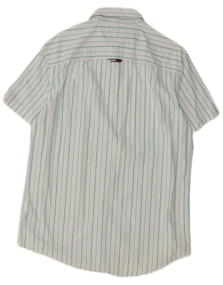 TOMMY HILFIGER Camisa masculina regular de manga curta grande listrada branca
