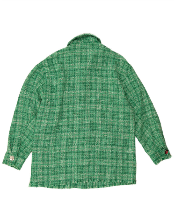 Jaqueta bomber oversized feminina Zara UK 6 XS poliéster xadrez verde