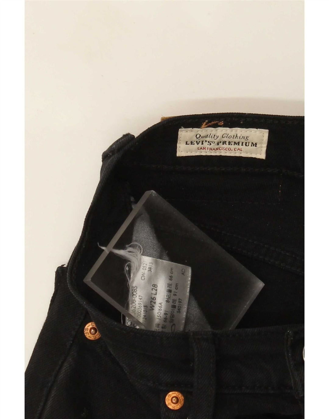 Calça jeans feminina Levi's 501 Straight W26 L28 preta