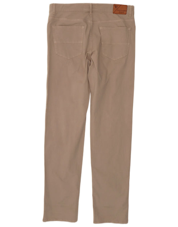 Trussardi Calça masculina reta casual W37 L35 algodão bege