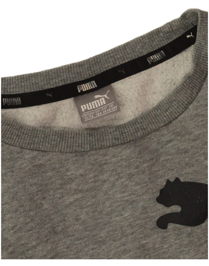 Puma Boys Graphic Sweatshirt Jumper 13-14 Anos Cinza Algodão