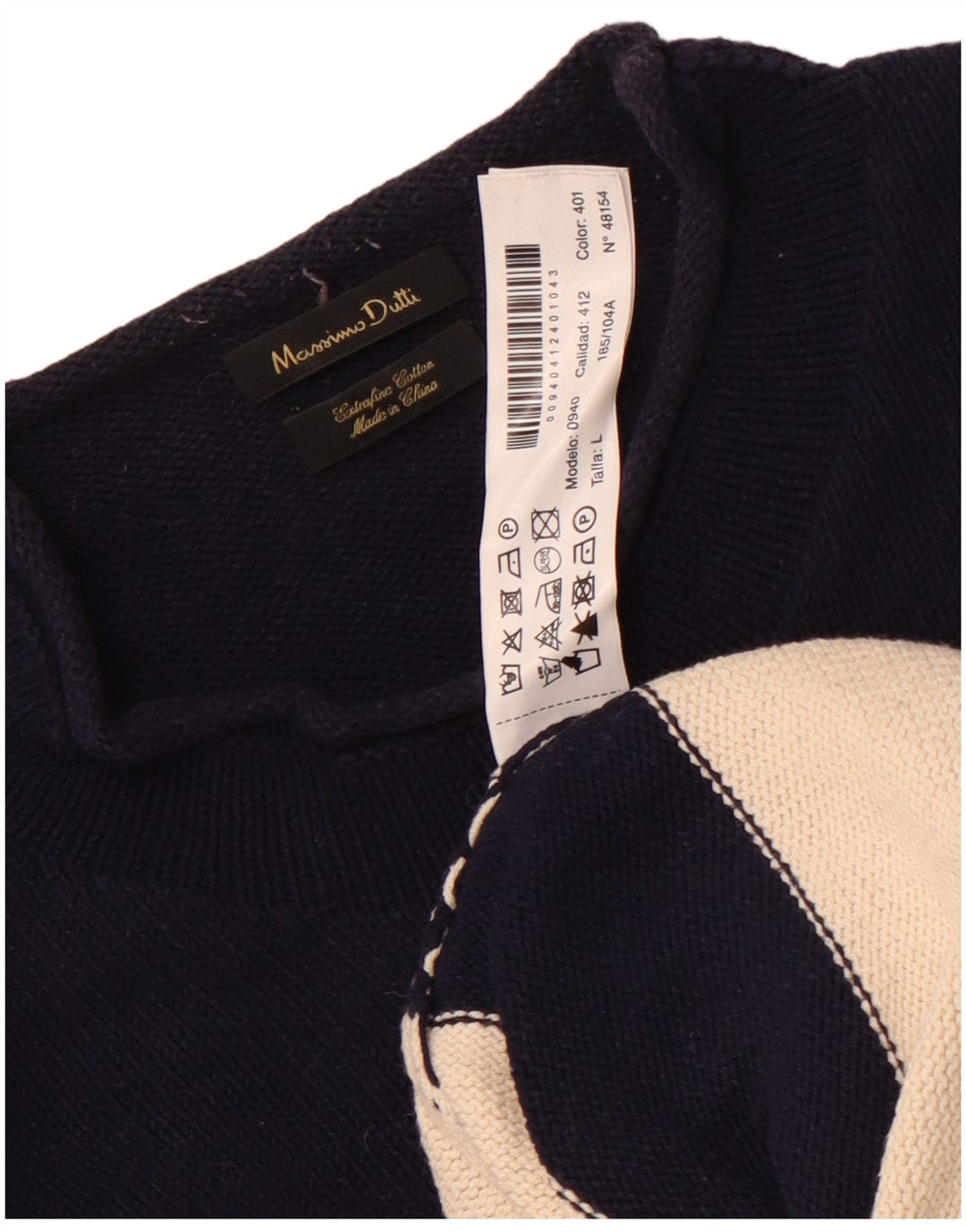 Suéter masculino Massimo Dutti com gola tartaruga, grande algodão azul marinho