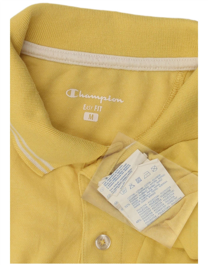 CAMPEÃO Camisa polo masculina Easy Fit de algodão amarelo médio