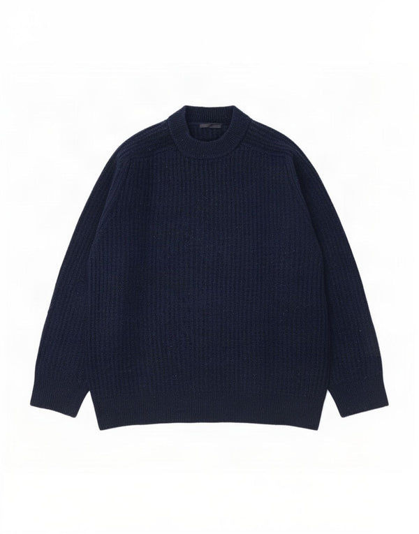 Suéter masculino Marks & Spencer com gola tartaruga 2XL lã manchada azul marinho