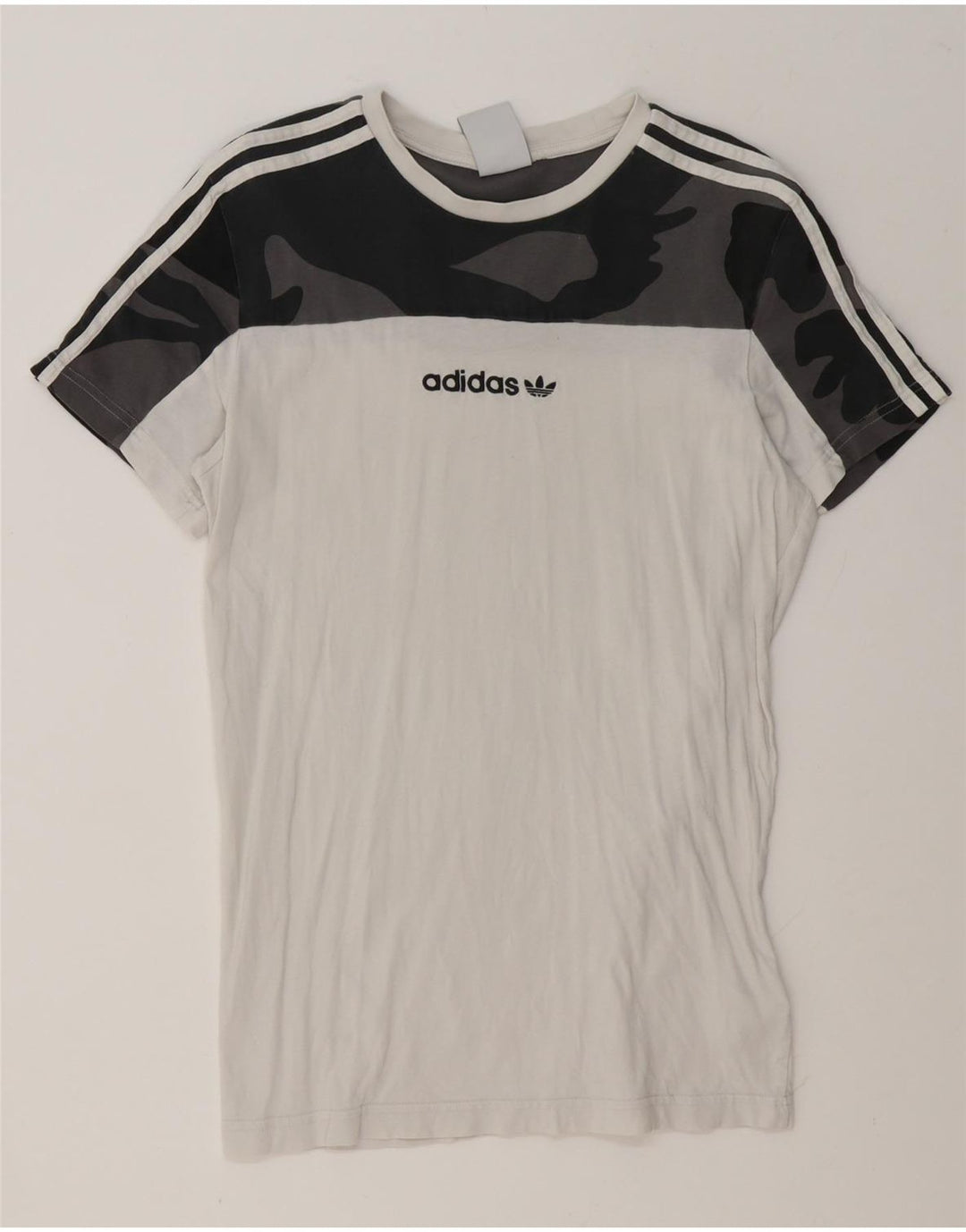 Adidas Mens T-Shirt Top Pequeno Algodão Camuflado Branco