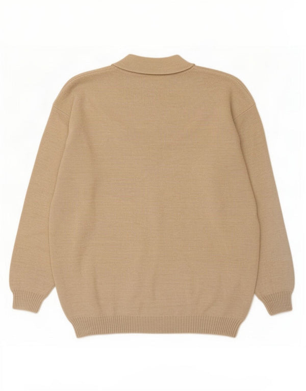 Suéter vintage masculino com gola redonda IT 54 XL bege geométrico