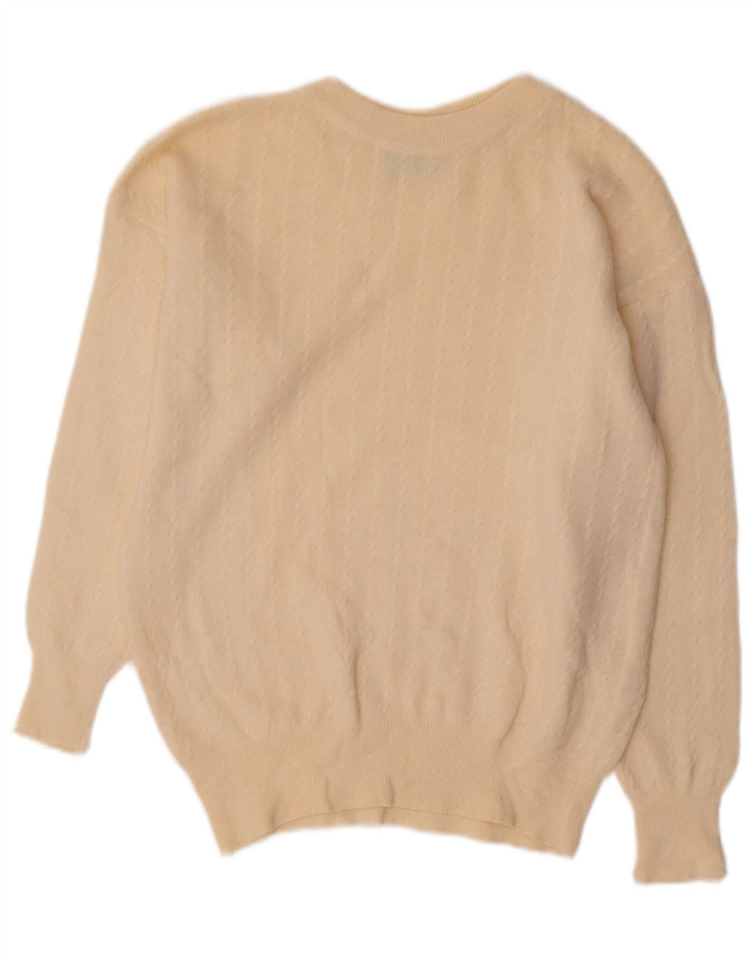 Suéter feminino BENETTON com gola redonda e gola redonda, tamanho médio, off white