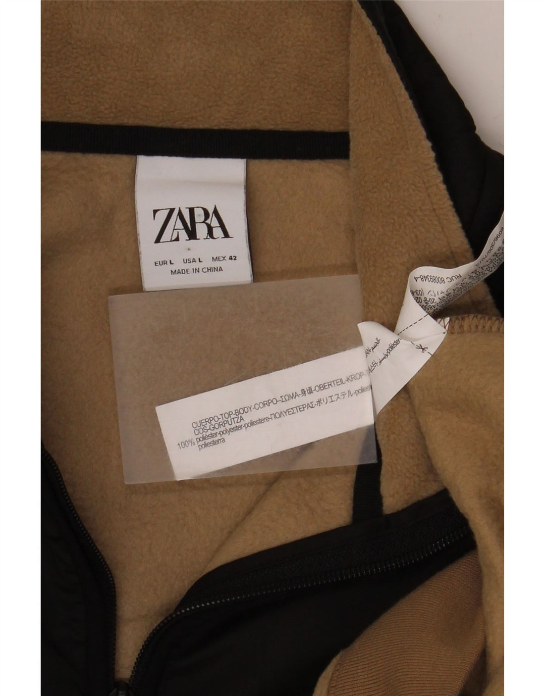 Moletom masculino Zara com zíper e gola alta em poliéster bege grande