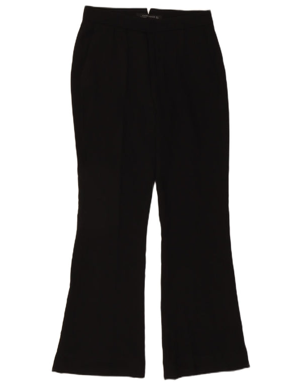 Calça feminina casual Zara Flare pequena W26 L30 preta