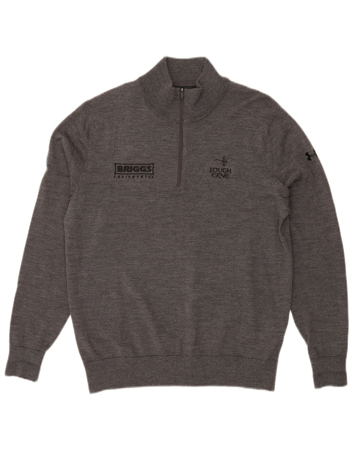 Suéter masculino UNDER ARMOUR alto gráfico com zíper e gola média cinza