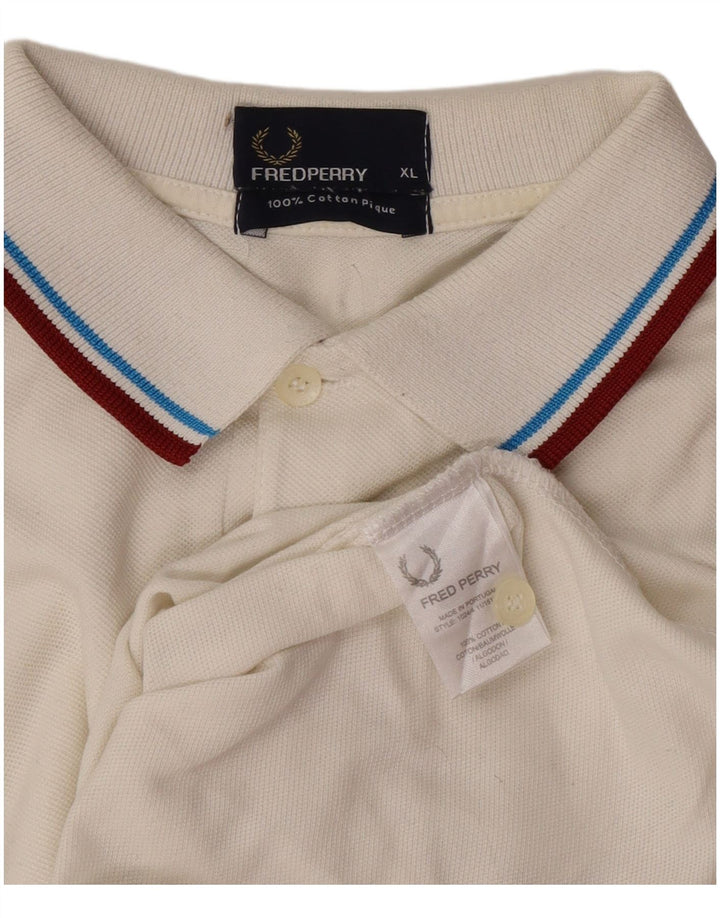 Camisa polo masculina de manga comprida Fred Perry XL algodão branco