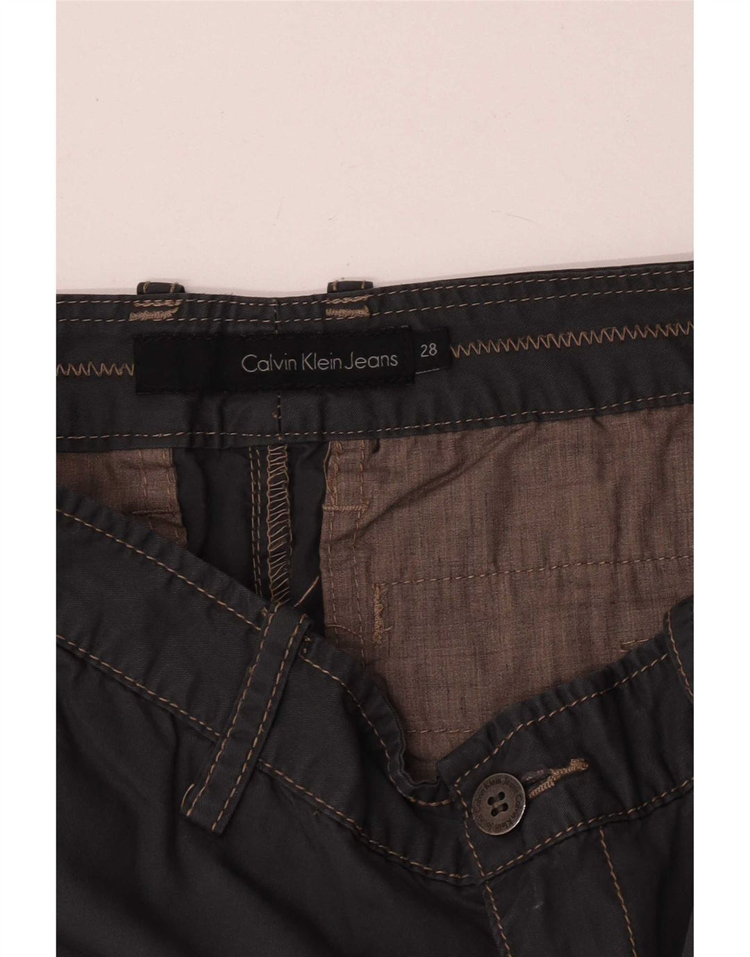 Calça chino reta feminina Calvin Klein W28 L29 cinza