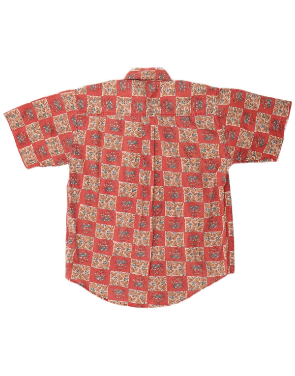 Camisa masculina de manga curta Boston tamanho 40 algodão floral vermelho médio