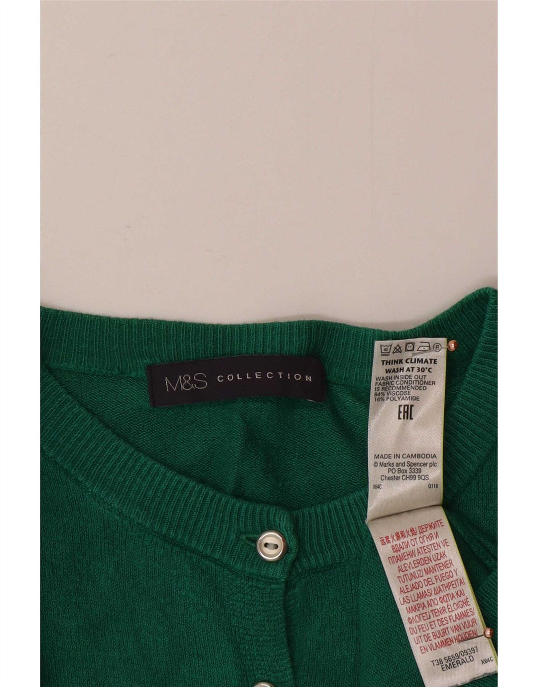 Suéter cardigã feminino Marks & Spencer UK 12 viscose verde médio