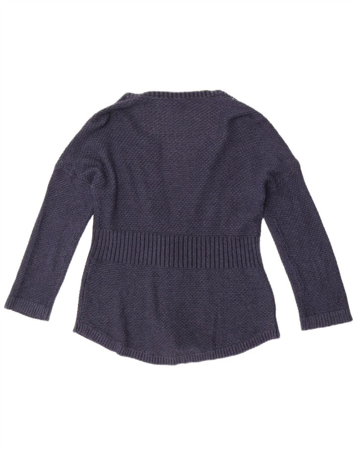 Suéter cardigã feminino Eddie Bauer Reino Unido 14 algodão azul marinho médio