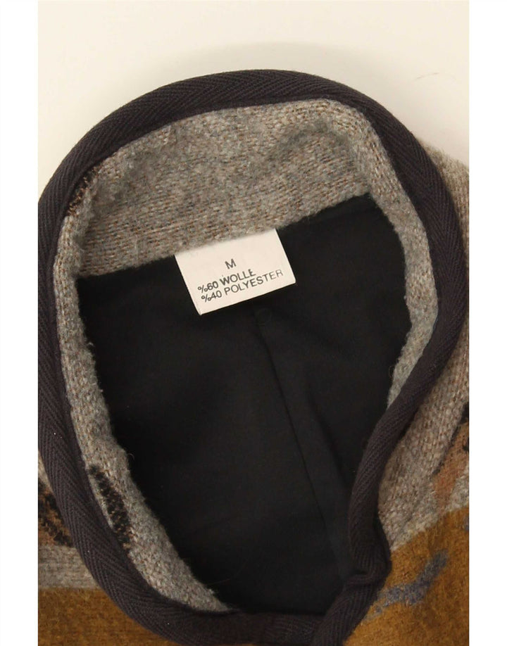 Jaqueta masculina vintage de ajuste regular UK 38 lã geométrica marrom médio