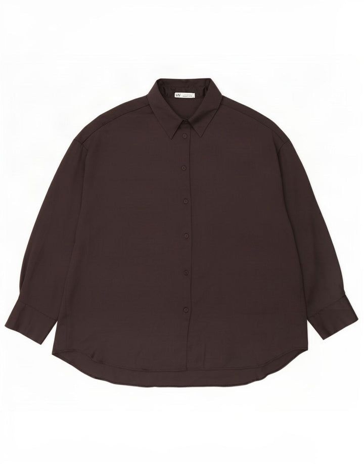 Zara Camisa Oversized Feminina Reino Unido 16 Grande Poliéster Preto
