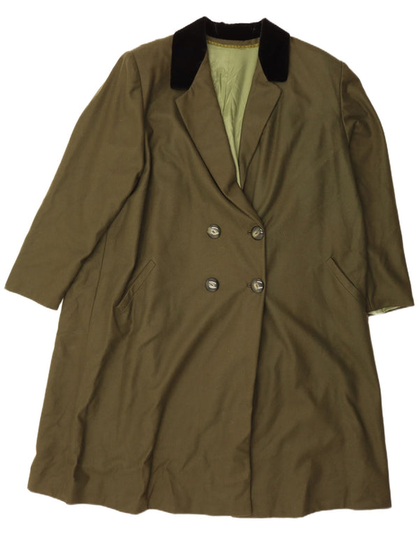 Trench coat feminino vintage com peito duplo Reino Unido 22 3XL cáqui colorblock