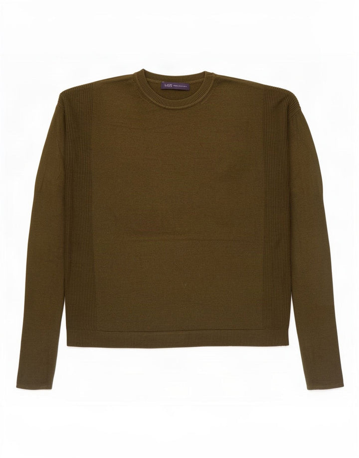 Suéter feminino Marks & Spencer grande com gola redonda Reino Unido 10 pequeno cáqui
