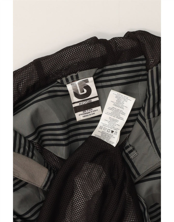 Jaqueta de chuva masculina com capuz gráfico Burton UK 38 poliéster listrado cinza médio
