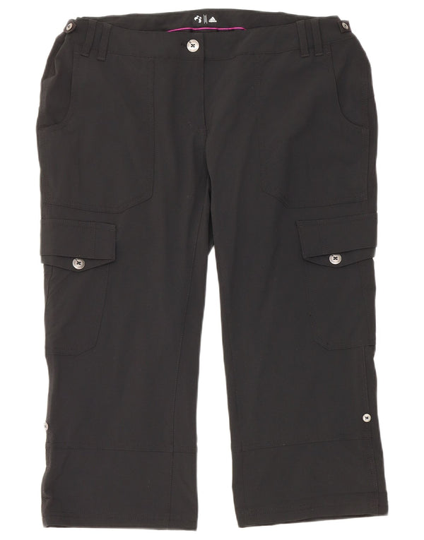 Adidas Womens Straight Cargo Capri Calças UK 18 XL W36 L21 Preto Nylon
