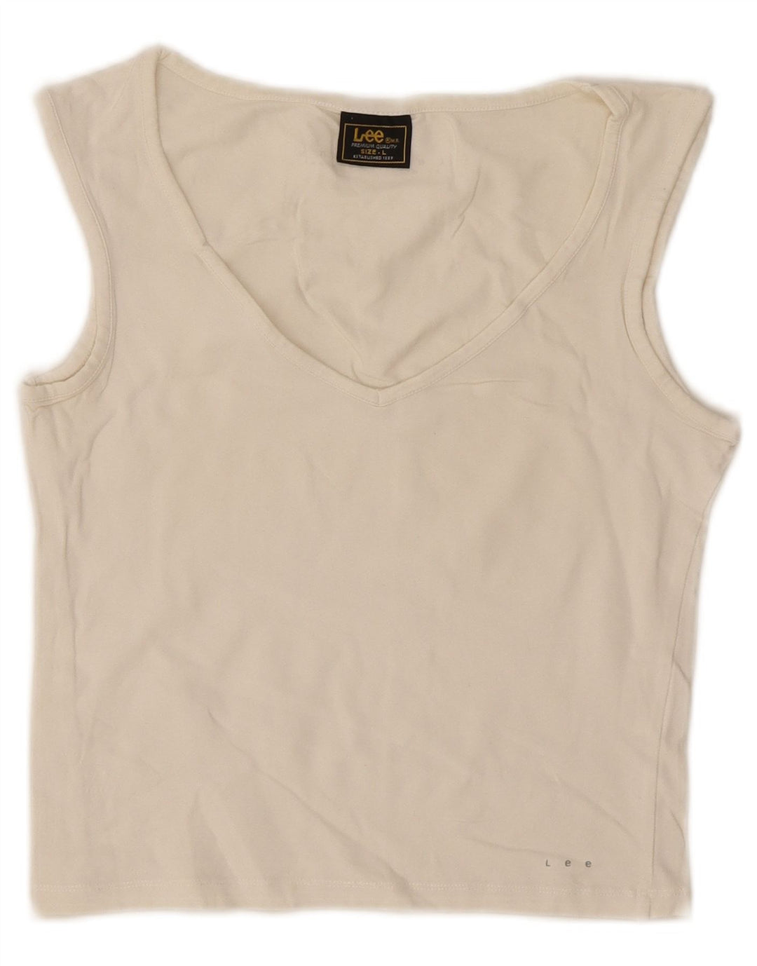 Lee Womens Crop Vest Top UK 14 Grande Off White Algodão
