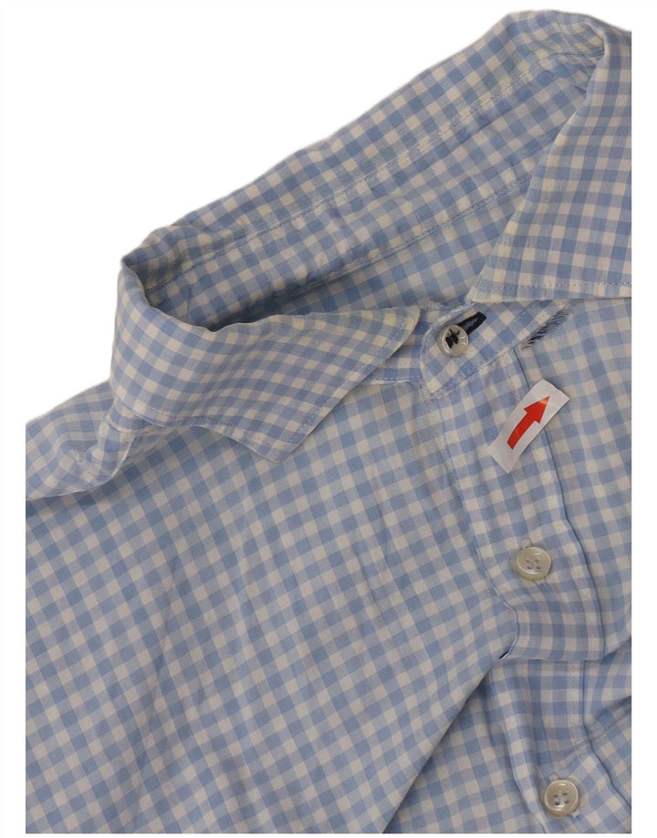 Camisa masculina casual Massimo Dutti XL algodão guingão azul
