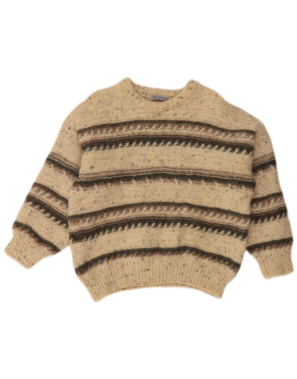 SERGIO TACCHINI Suéter feminino com gola redonda e listrado grande bege Reino Unido 16