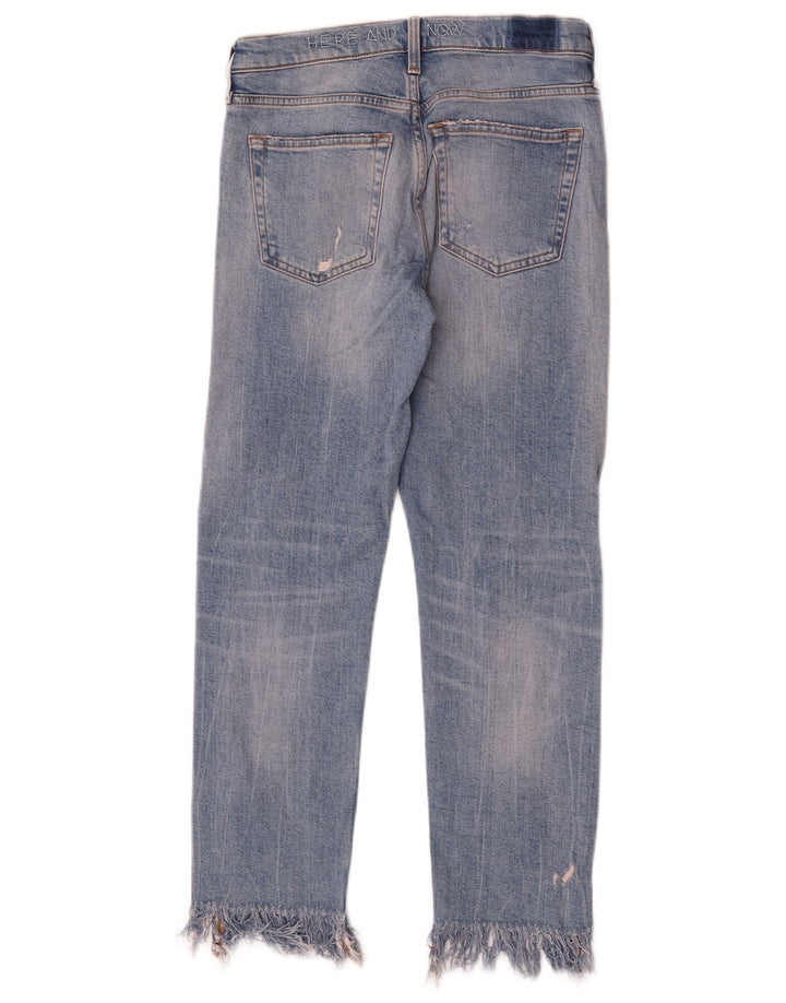 Zara Jeans femininos desgastados slim EU 34 2XS W24 L26 azul