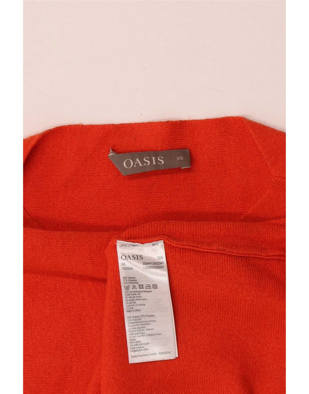 Top feminino Oasis manga comprida UK 6 XS laranja viscose