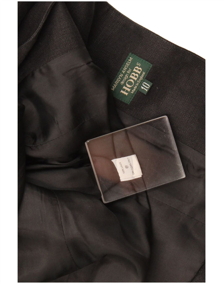 Jaqueta blazer feminina Marilyn Anselm Hobbs com 1 botão Reino Unido 10 linho preto pequeno