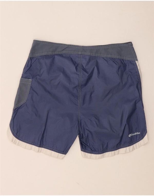 Shorts de natação masculino LOTTO Reino Unido 40/42 grande W34 azul marinho colorblock nylon