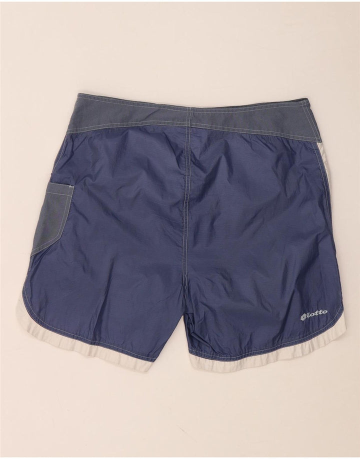 Shorts de natação masculino LOTTO Reino Unido 40/42 grande W34 azul marinho colorblock nylon