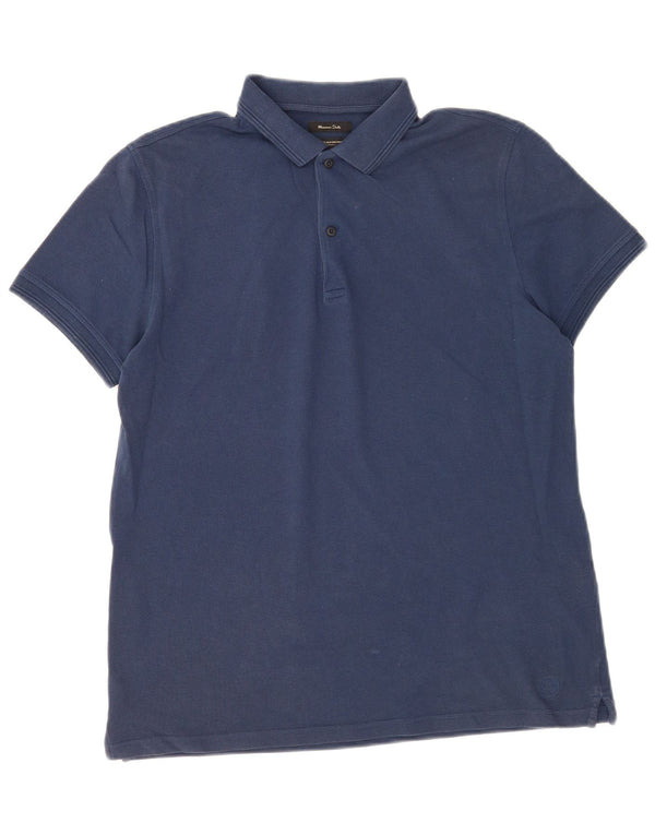 Camisa polo masculina Massimo Dutti médio algodão azul marinho