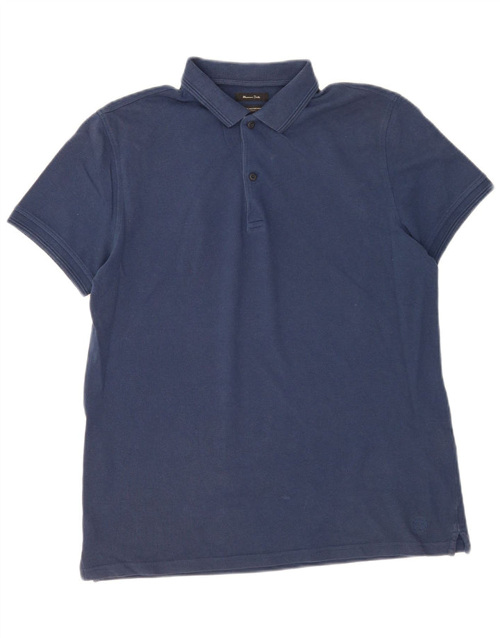 Camisa polo masculina Massimo Dutti médio algodão azul marinho
