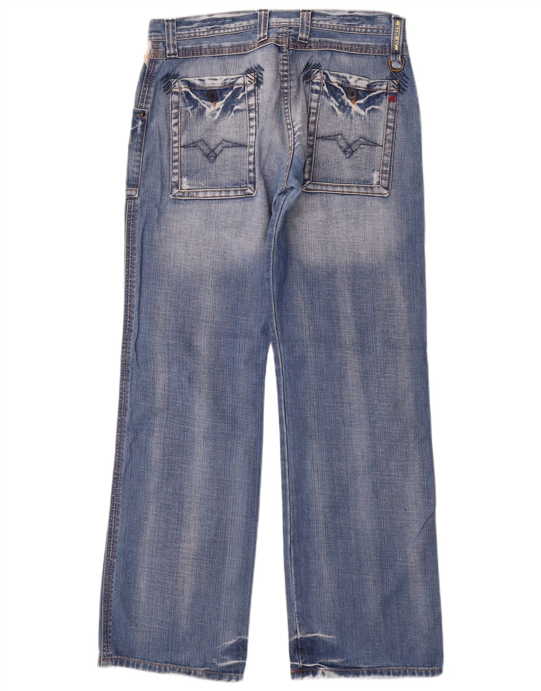 Replay Mens Straight Jeans W34 L34 Azul Algodão