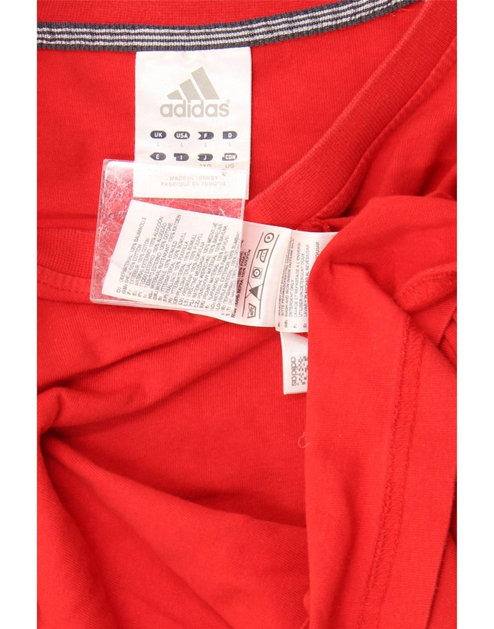 ADIDAS Mens Top Manga Longa Grande Algodão Vermelho
