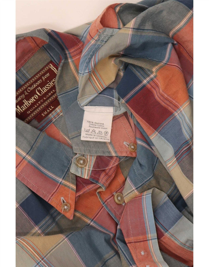 Camisa masculina Marlboro Classics pequena xadrez multicolorida de algodão