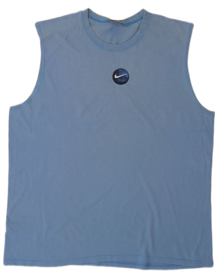 NIKE Masculino Graphic Vest Top XL Azul Algodão