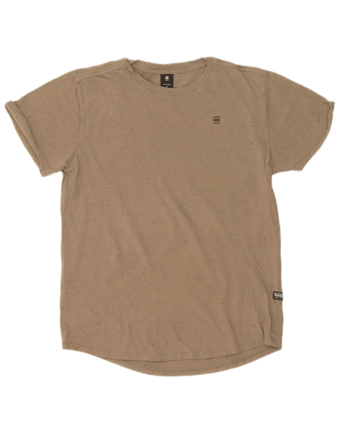Camiseta masculina G-Star Top médio cáqui algodão manchado