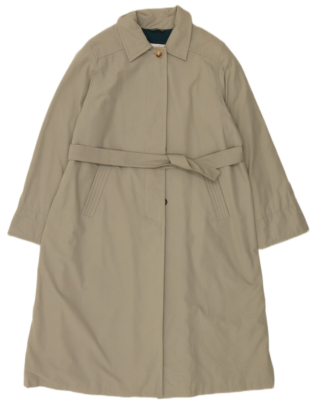 Casaco impermeável feminino vintage UK 16 grande cáqui