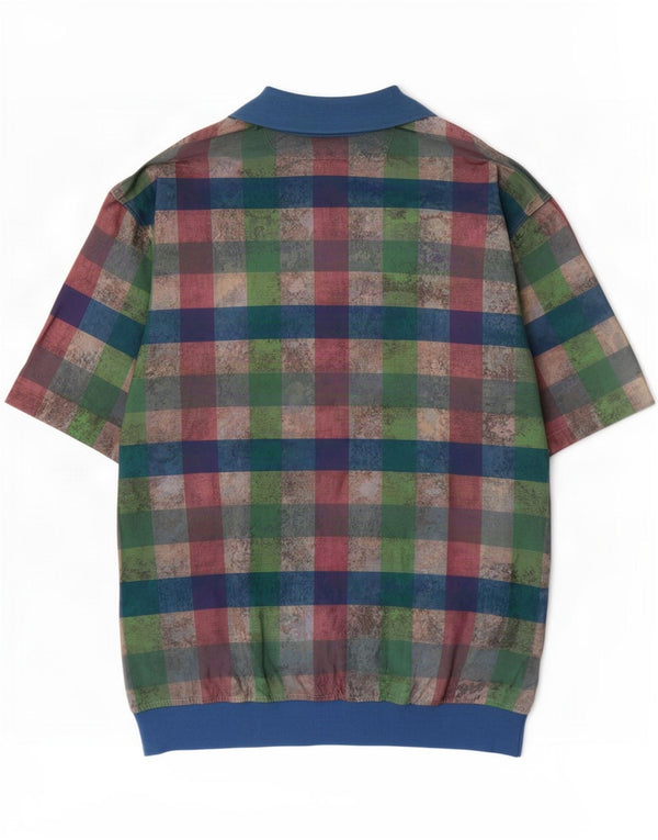 Camisa pulôver masculina vintage de manga curta IT 52 Gingham grande multicolorido